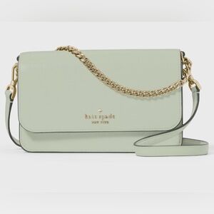 Kate Spade Madison Flap Crossbody Bag Mint Green Leather Chain